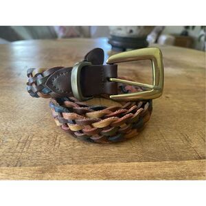 Three-color woven genuine leather belt unisex
